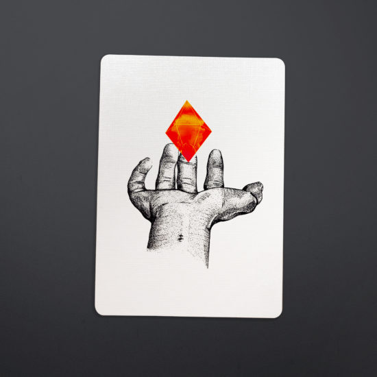 Hand Pointilism with red diamond
